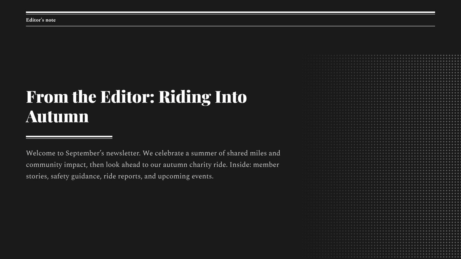 Monthly Newsletter — Broadsheet presentation template cover