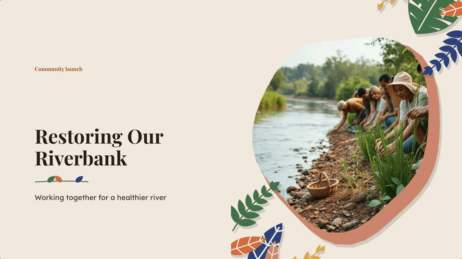 Community & Environment — Cut-Paper Organic presentation template cover