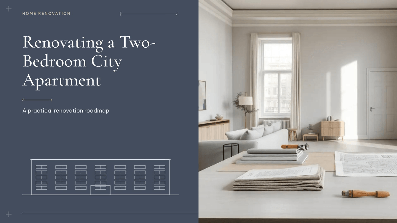 Real Estate & Interiors — Slate Editorial presentation template cover