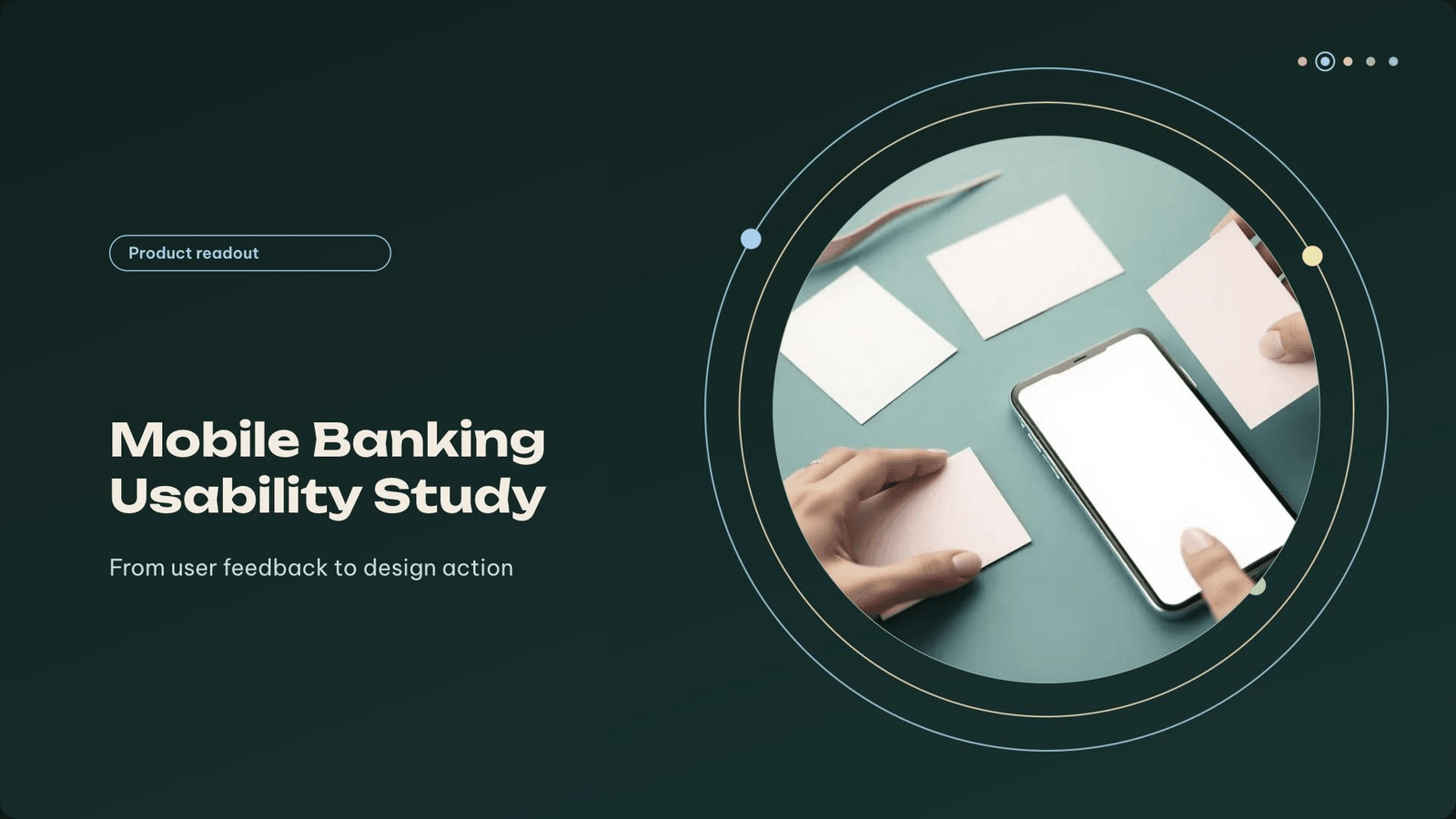 User Research & Design Review — Dark Pastel Cards presentation template cover
