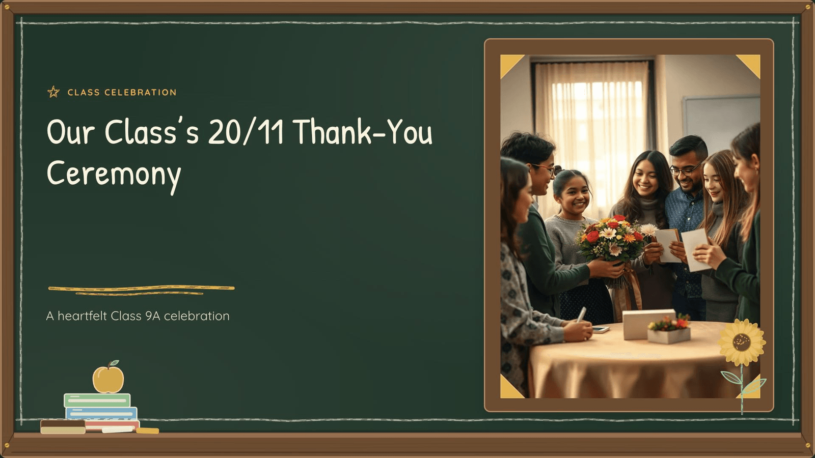 Vietnamese Teachers' Day — Golden Chalk presentation template cover