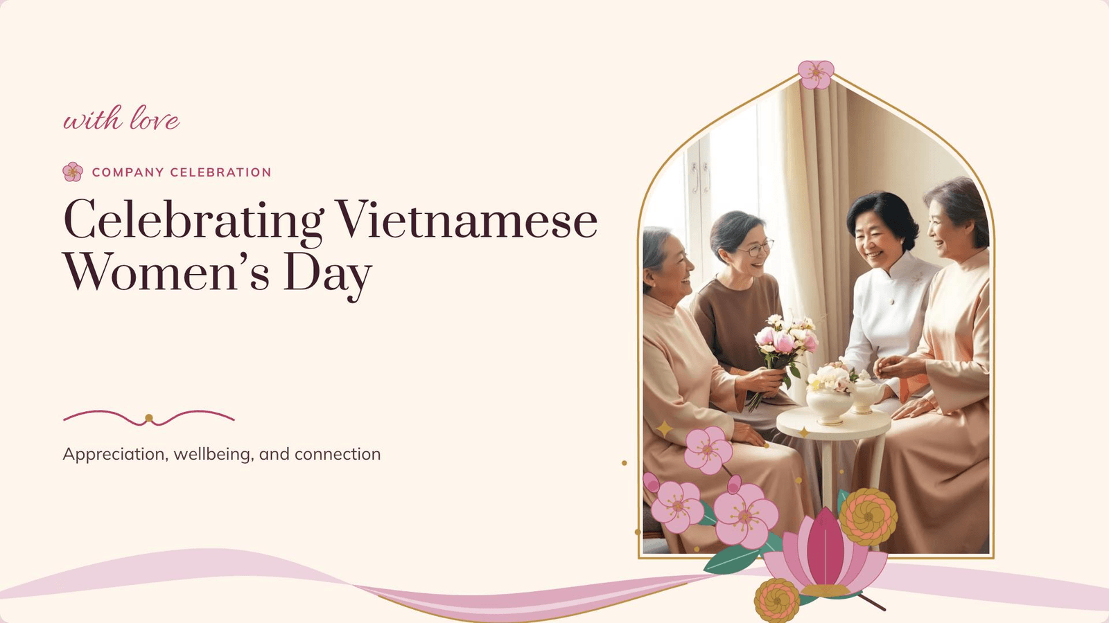 Vietnamese Women's Day — Blossom & Silk presentation template cover