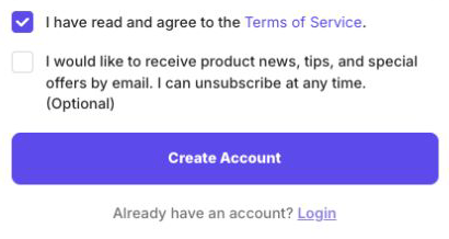 Required Terms and optional email consent