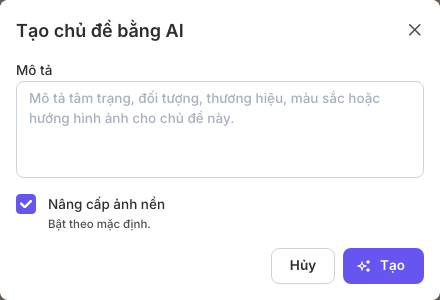 Tạo chủ đề bằng AI