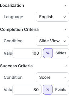 Localization, completion, and success criteria