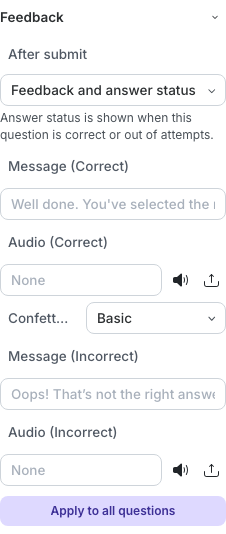 Question feedback settings