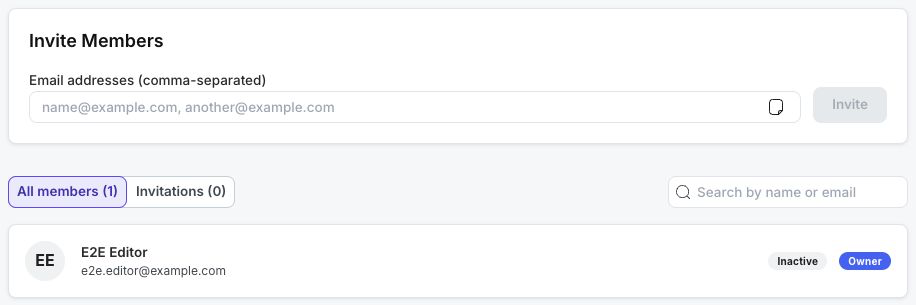 Invite controls and the current member list
