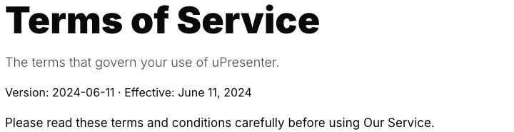 Current Terms of Service header