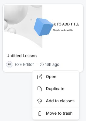 Actions available for an owned presentation