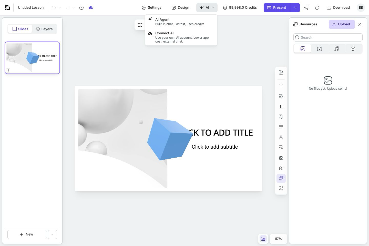 The editor AI menu