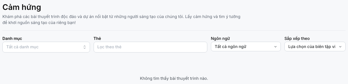 Bộ lọc Cảm hứng trên bảng điều khiển hiện tại