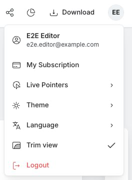 Trim view enabled in the editor account menu