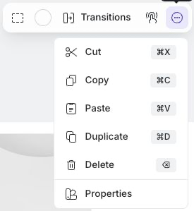Slide-level actions for the current selection