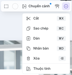 Các thao tác ở cấp trang chiếu cho lựa chọn hiện tại
