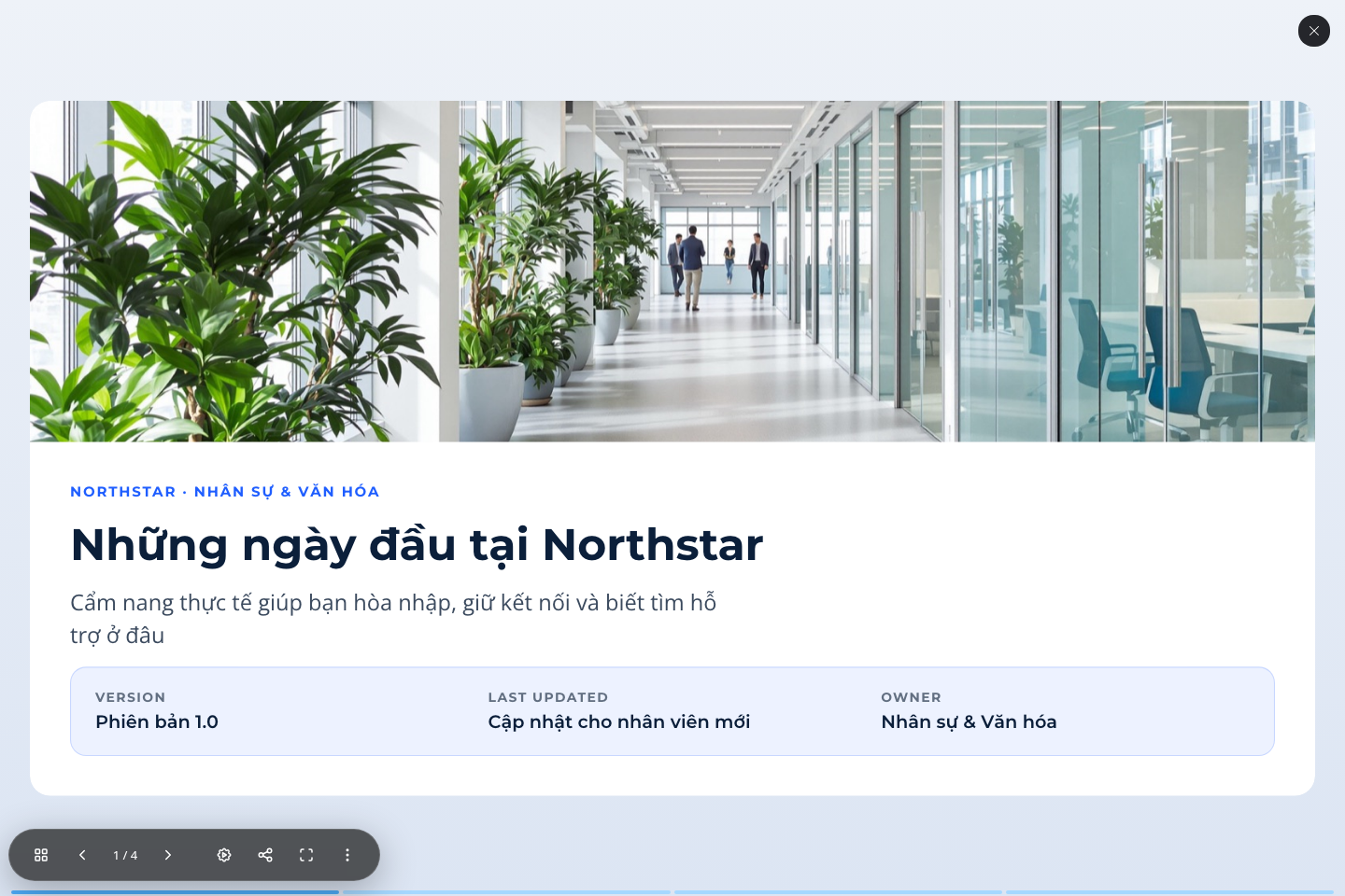 Một bài học dạng cuộn mở ở chế độ Trình chiếu