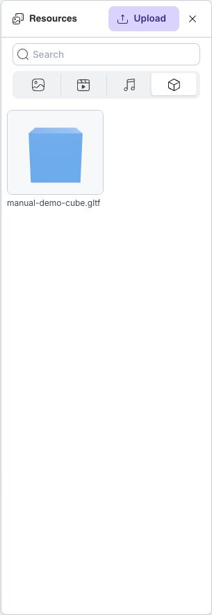 A reusable GLTF model in the Models tab