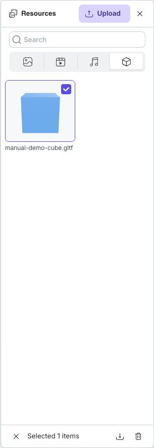One model selected with download and delete actions available