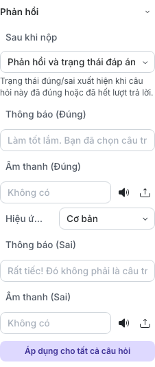 Thiết lập phản hồi cho một câu hỏi chấm điểm